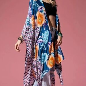 Floral and Geometric Patterned Kimono
